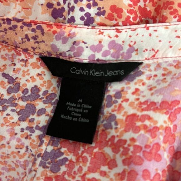 Calvin Klein Jeans 3/4 Sleeves Multi Colored Tunic Top Size M - Picture 5 of 9